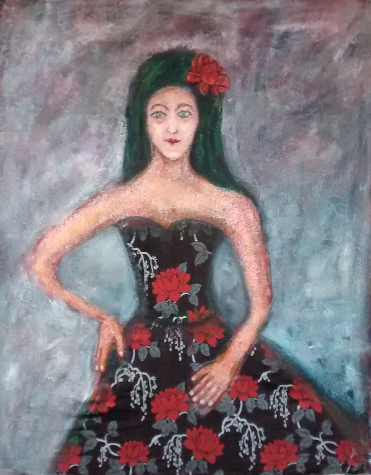 Mujer con vestido de flores